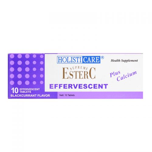 HolistiCare Supreme Ester-C Effervescent Plus Calcium - 10 Tablests (Blackurrant Flavor) 