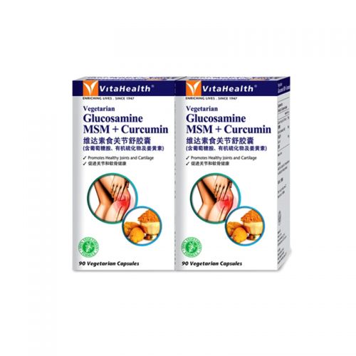 VitaHealth Vegetarian Glucosamine MSM + Curcumin - 90 x 2 Vegetarian Capsules