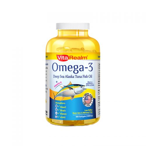 VitaRealm Omega-3 Deep Sea Alaska Tuna Fish Oil 1000mg- 300 Softgels